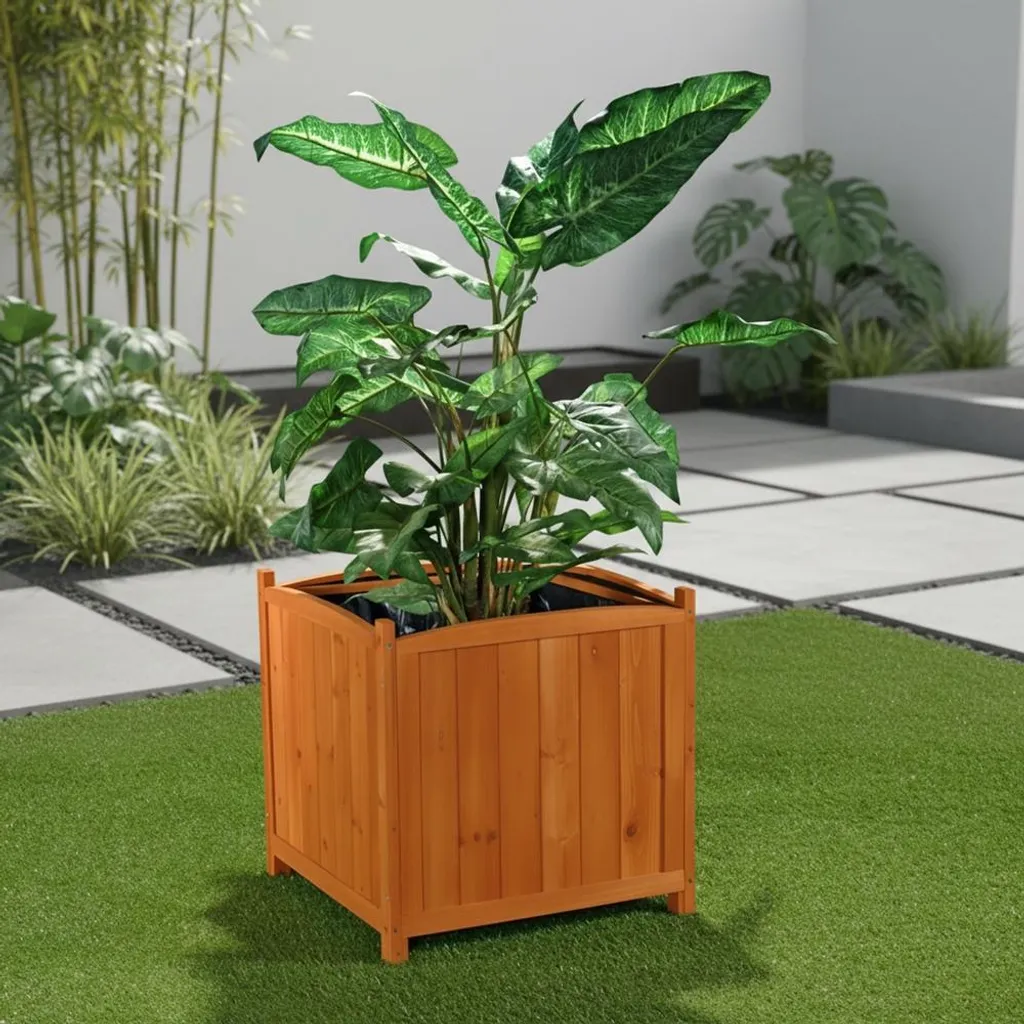 Pot de Fleurs en Bois Rectangulaire 50 cm Melko - Bac Extérieur Durable - 6