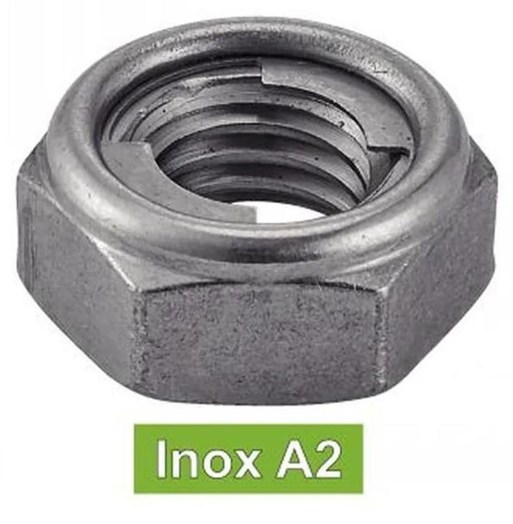 100 Écrous M6 Indesserrables Inox A2 D-Work avec Frein Bague Métallique