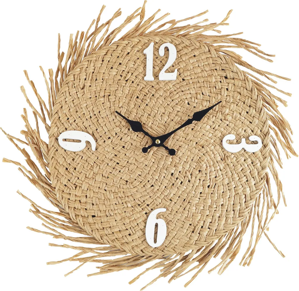 Horloge murale salon ø 45 cm en paille pour une ambiance cosy et zen