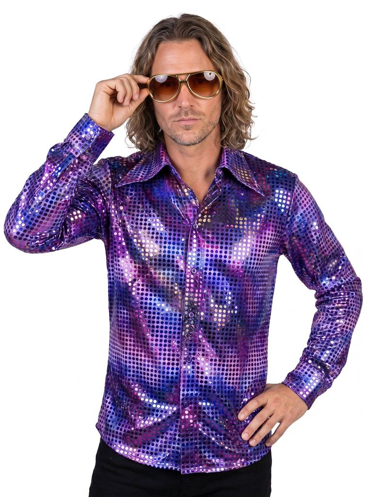 Hemd Disco 70er lila, Groesse:XXL Produktbild 