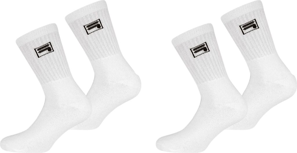 FILA Tennis Socken Herren Damen F9000 Crew - Farbe: weiss 4 Paar - Größe: 39-42