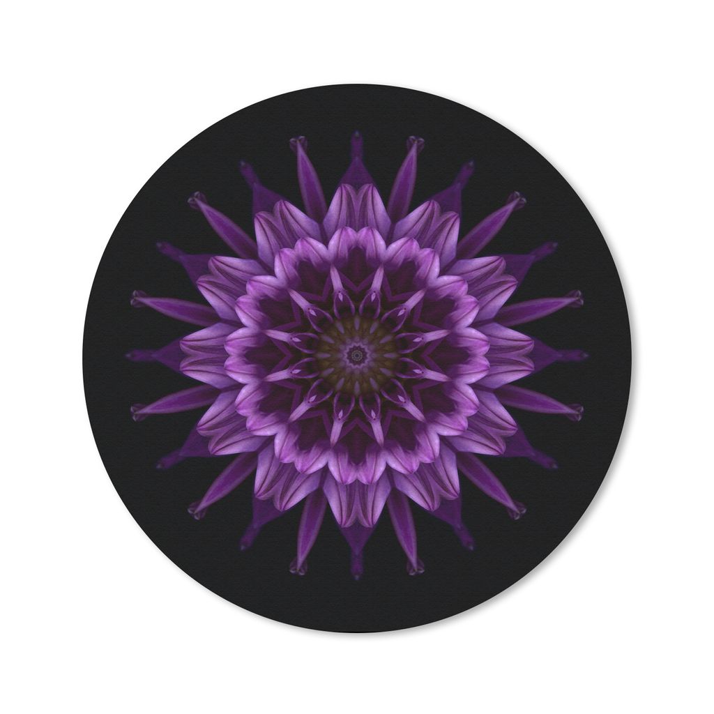 MuchoWow Mauspad Mousepad Mandala lila Dahlie 50x50 cm - Mousepads - Maus Mat - Pad - Mausunterlage - Vinyl