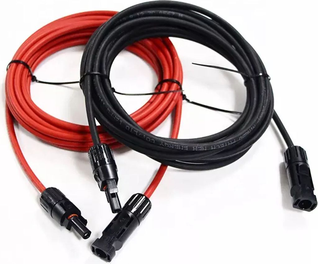 Verlängerungskabel Set 4mm² 2x 7m H1Z2Z2-K für Solarmodule Solarkabel Solarsteker MC4 Solar beidseitig schwarz rot mit Stecker PV Photovoltaik