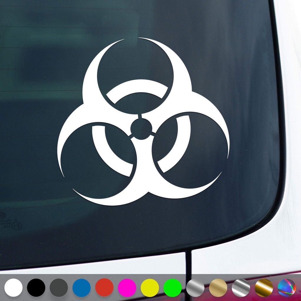 PantherPixel Biohazard Aufkleber Vorsicht Warnung Hinweis Sticker Auto Geschenkidee Farbe Weiss