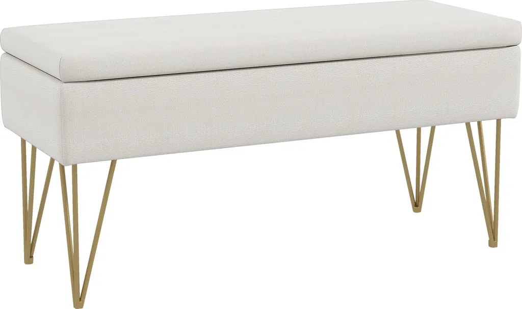 Banc coffre de rangement gain de place crème pour entrée et chambre