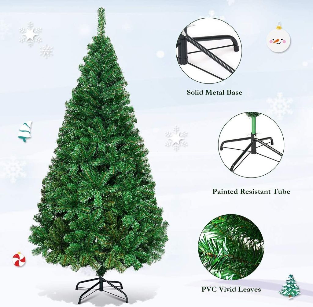 Weihnachtsbaum Tannenbaum 180 cm, Künstlicher Christbaum, Kunstbaum Weihnachten Dekobaum, PVC Weihnachtsbaum mit Metallständer