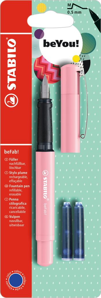 Füller - STABILO beFab! Pastel in pink - Einzelstift - inklusive 3 Patronen