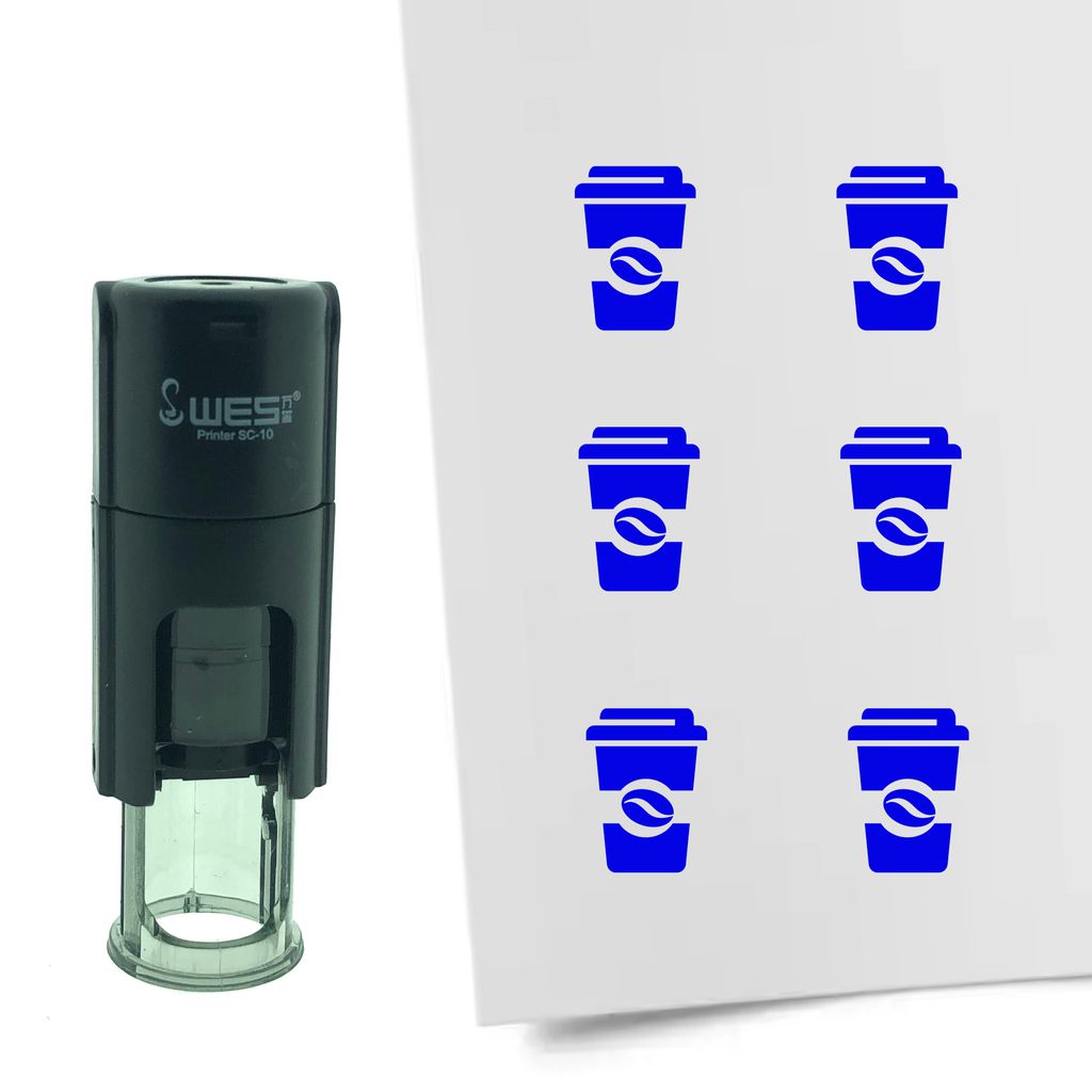 CombiCraft Selbstfärbender Stempel 'Kaffebecher' in der Farbe Blau, Ø10mm