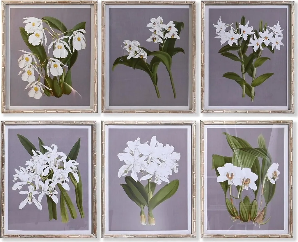Tableau Déco en Verre et Sapin 50x60 cm Motifs Floraux pour Salon x6