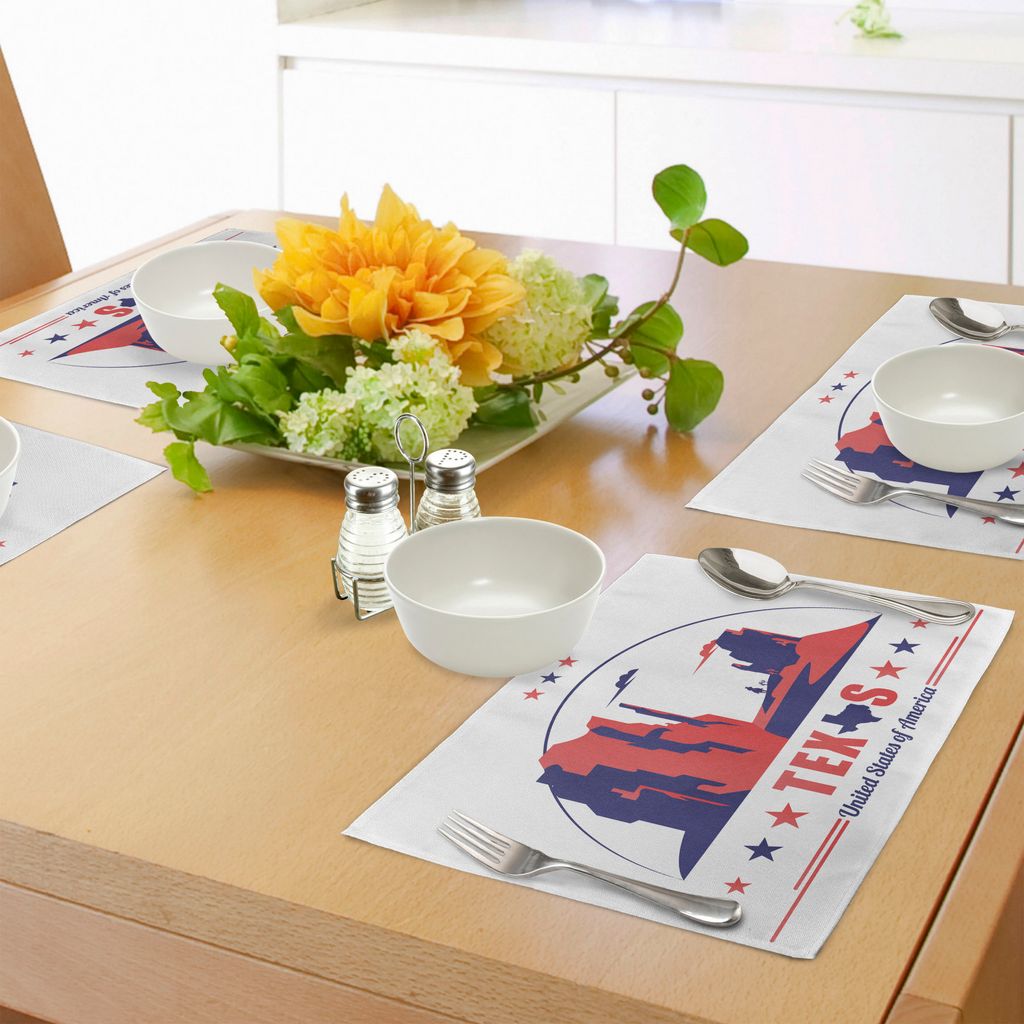 ABAKUHAUS Texas Stern Platzmatten, Texas State Karte mit Cowboy Silhouette unter Canyons Desert Design, Tiscjdeco aus Farbfesten Stoff für das Ess...