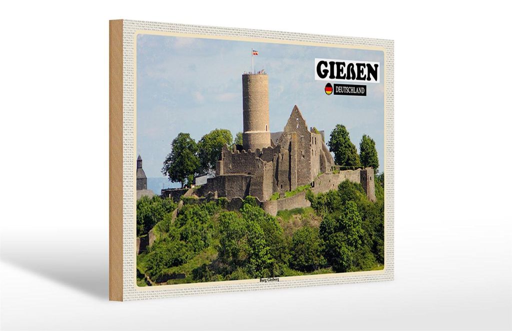 Holzschild Städte Gießen Burg Gleiberg Architektur 30x20cm