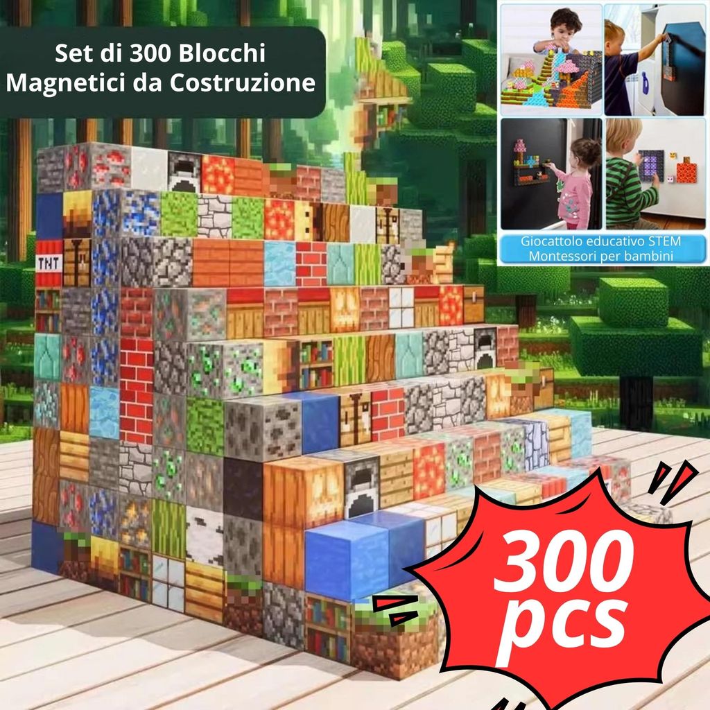 Set di 300 Blocchi Magnetici da Costruzione – Gioco Immagine del prodotto 