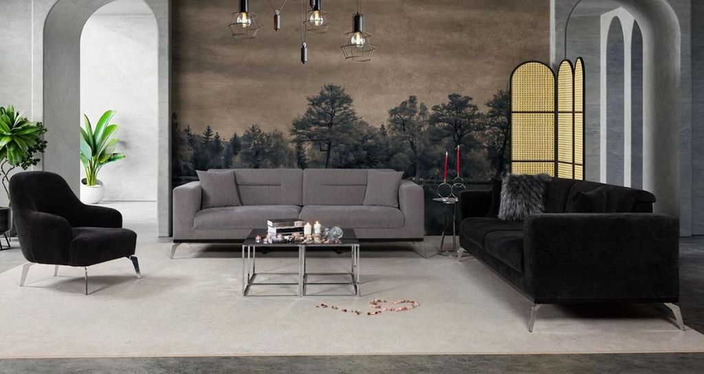 Sofagarnitur Couch Polster Sofa 3+3+1 Sitzer Wohnlandschaft Textil Couchen