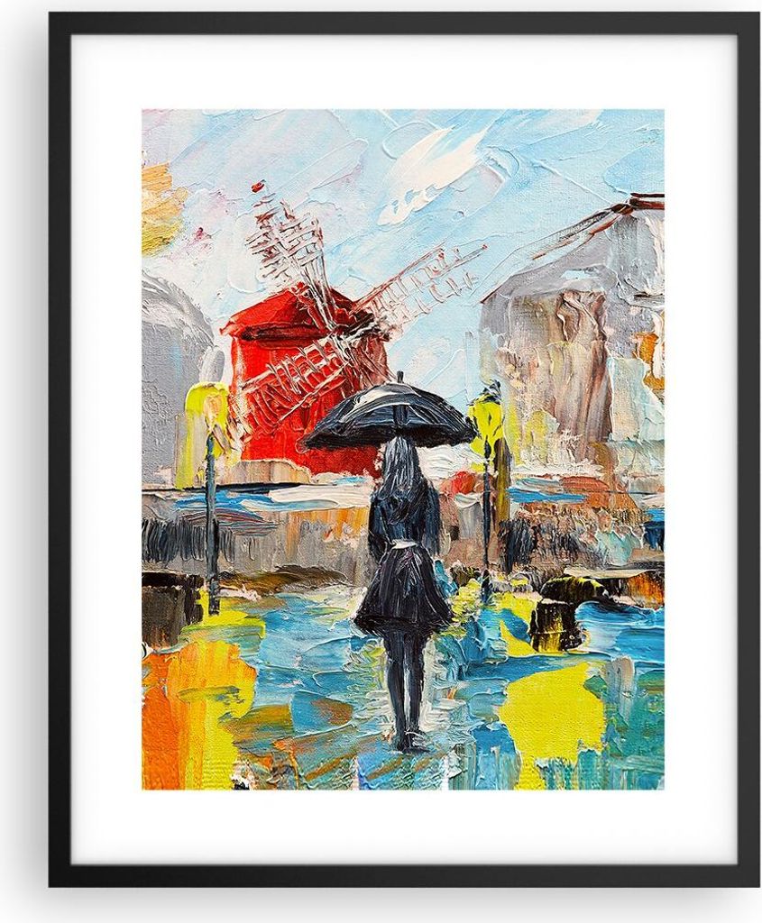 Gerahmtes Poster - Schwarzer Rahmen - Frau Bild Öl - 40x50 Produktbild 