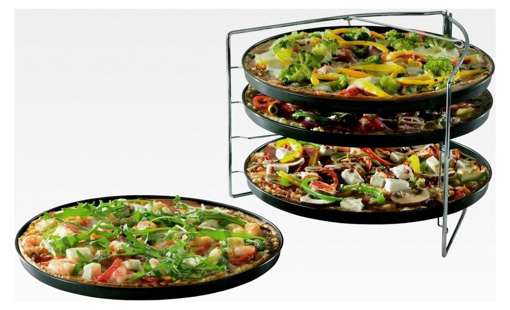 Pizza Backset 5-teilig mit 4 Pizzahaltern und Backblech