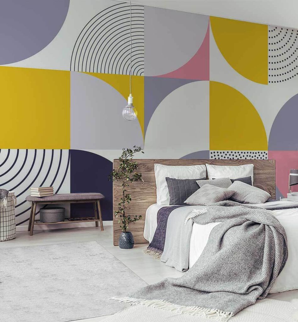 Fototapete farbenfrohe Retro XXL Kreise, Material:Superior Vlies 350g/qm, Größe Tapete:455 x 260cm