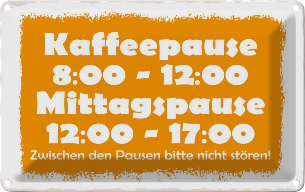 vianmo Blechschild 12x18 cm Pausenregelung Warnschild Hinweisschild Sicherheit Vorsicht