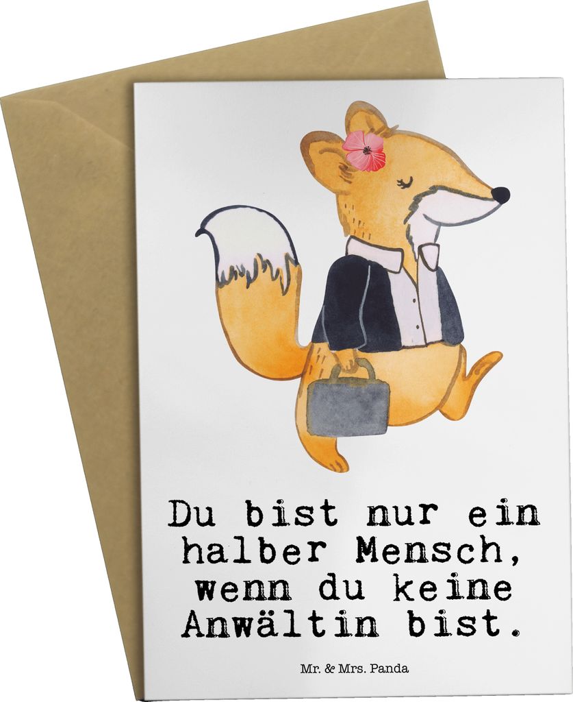 Mr. & Mrs. Panda valentinstagskarte Anwältin Herz - Weiß - Geschenk, hochzeitskarten, babykarte, Anwaltskanzlei, Beruf, weihnachtskarten, Spruch,...
