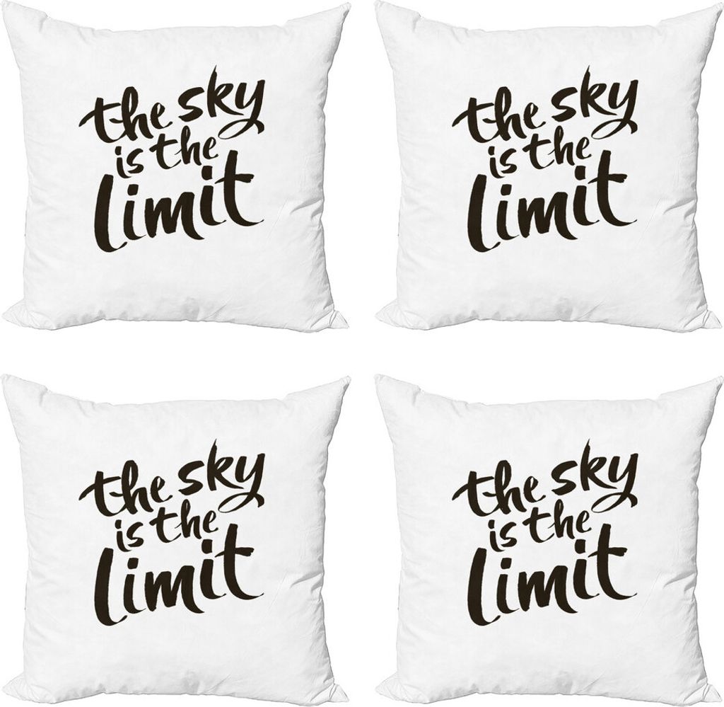 ABAKUHAUS der Himmel ist die Grenze Kissenbezug Set (4 Stück), Motive Saying, Moderner Doppelseitiger Digitaldruck, 50 cm x 50 cm, Dunkelbraun und...