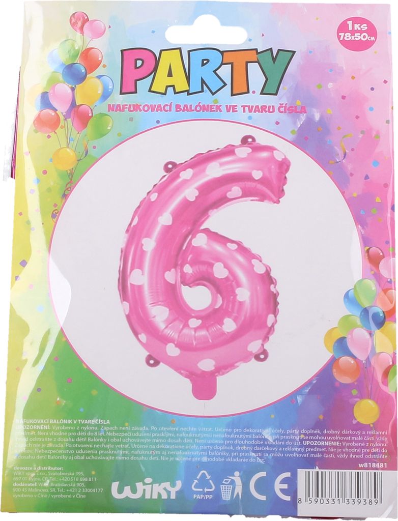 Aufblasbarer Ball – Nummer 6 rosa