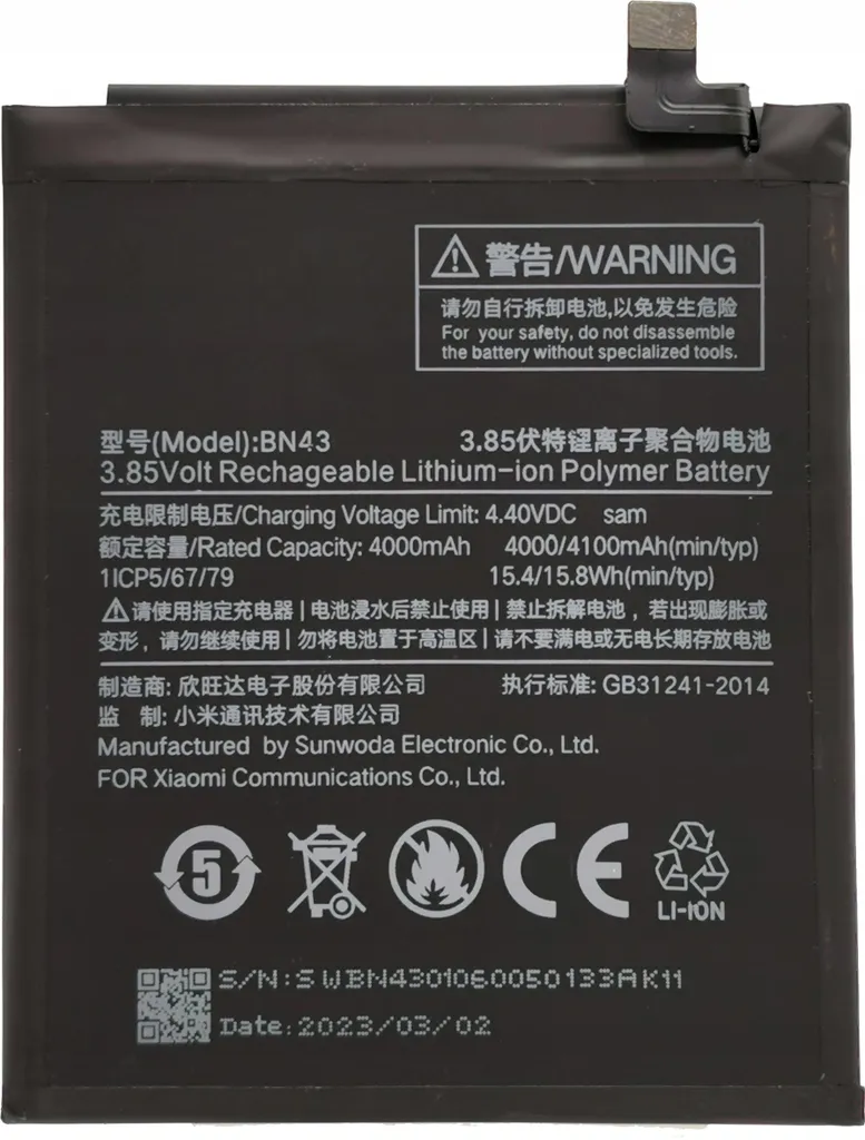 Batterie BN43 pour Xiaomi Redmi Note 4X Snapdragon Version Globale