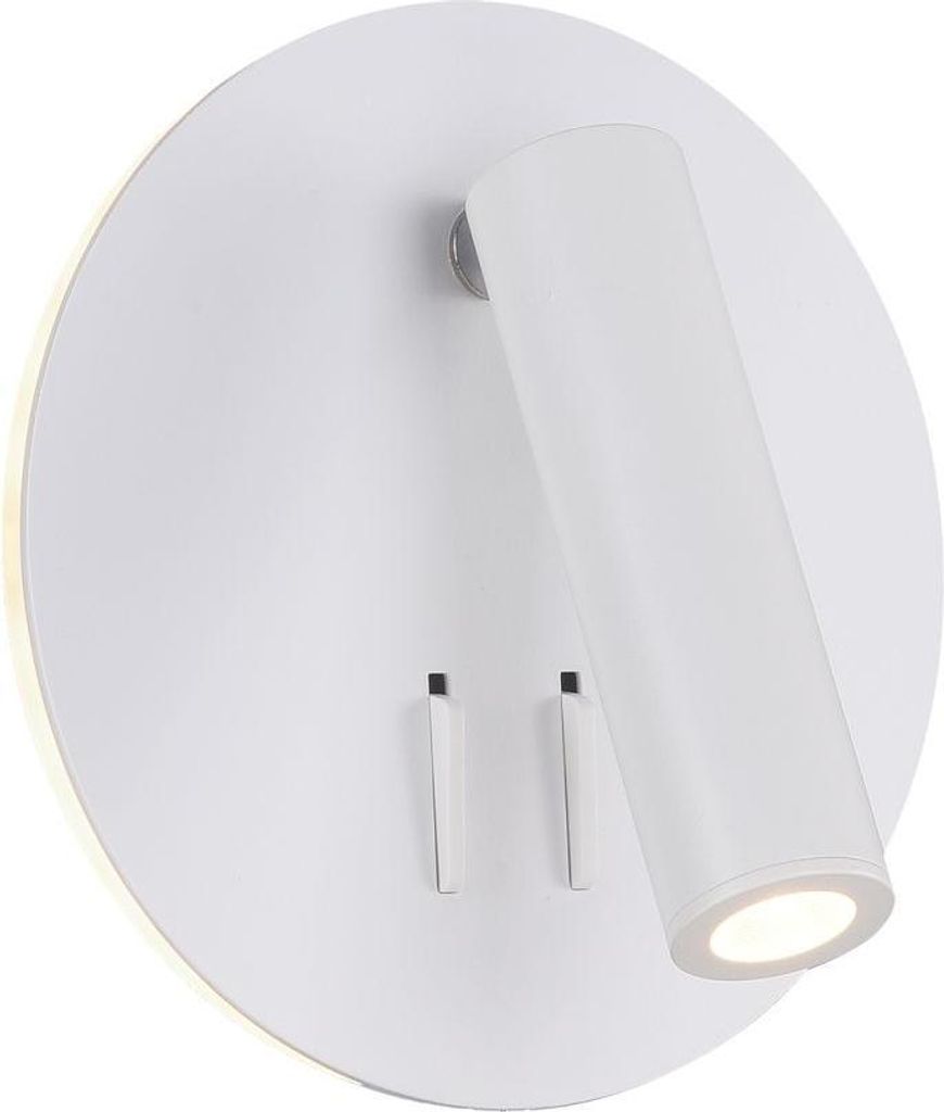 LED Wandleuchte Aluminium verstellbar H: 14 cm mit Schalter Weiß rund warmweißes Licht 3000 K 550 lm