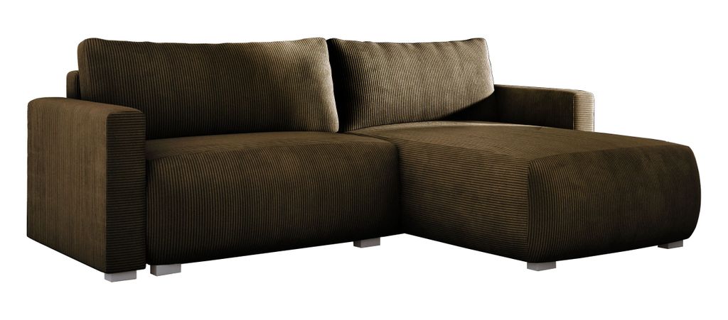 E-ZIMPAZ Ecksofa IMPERIAL 185x266 cm, Braun PS06, L-Form, Sofa mit Schlaffunktion, Polsterecke, Wohnlandschaft, Couch, Schlafsofa, Cordstof