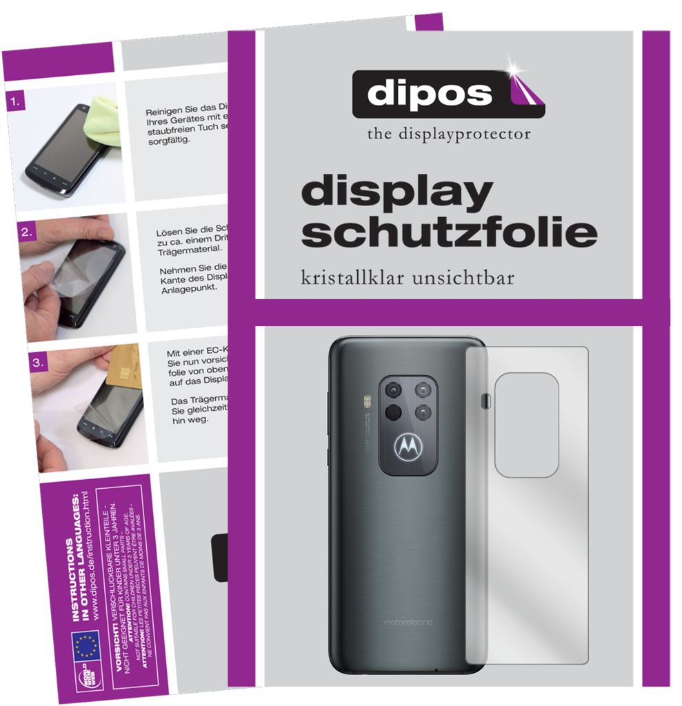 5x Schutzfolie für Motorola One Zoom Rückseite klar Displayschutzfolie Folie Display Schutz dipos