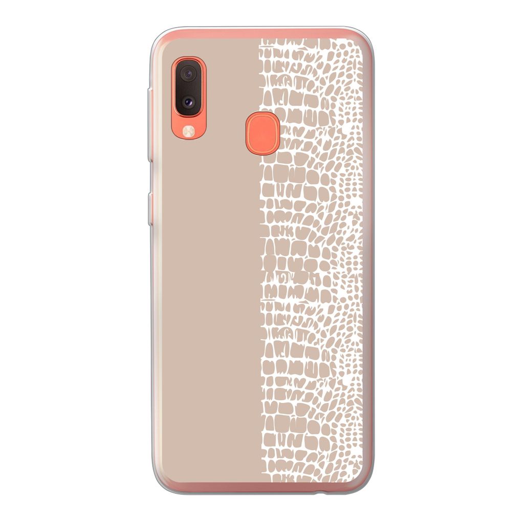 MuchoWow Handyhülle Schutzhülle Hülle für Samsung Galaxy A20e Schlange - Design - Rosa Silikon Softcase Handy Hülle - Abdeckung