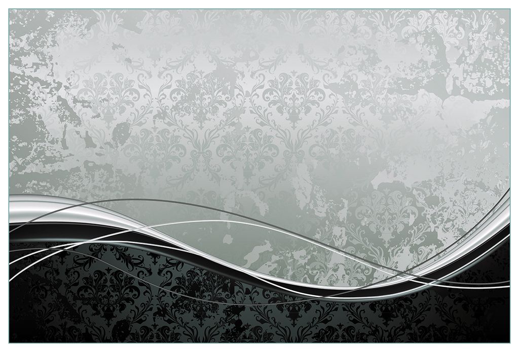 Wallario Küchenrückwand aus Glas, Größe: 90 x 60 cm, Motiv: Grau-schwarze Schnörkelei mit Wellen | Spritzschutz | abwischbar | pflegeleicht | in