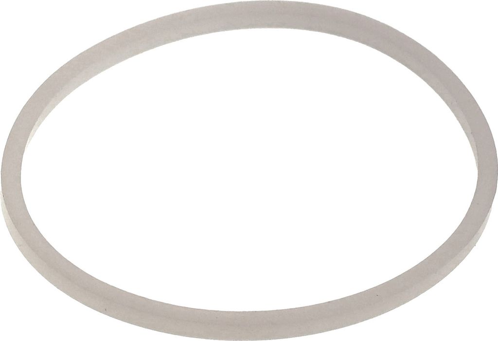 A close-up, isolated shot of a light gray ring on a white background.