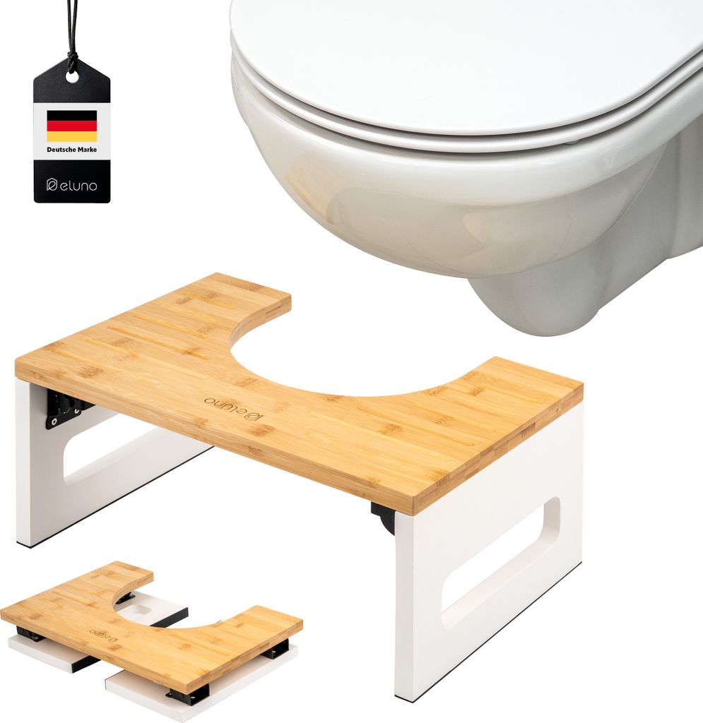 eluno Toilettenhocker, Fußbank aus Bambus, platzsparend Produktbild 