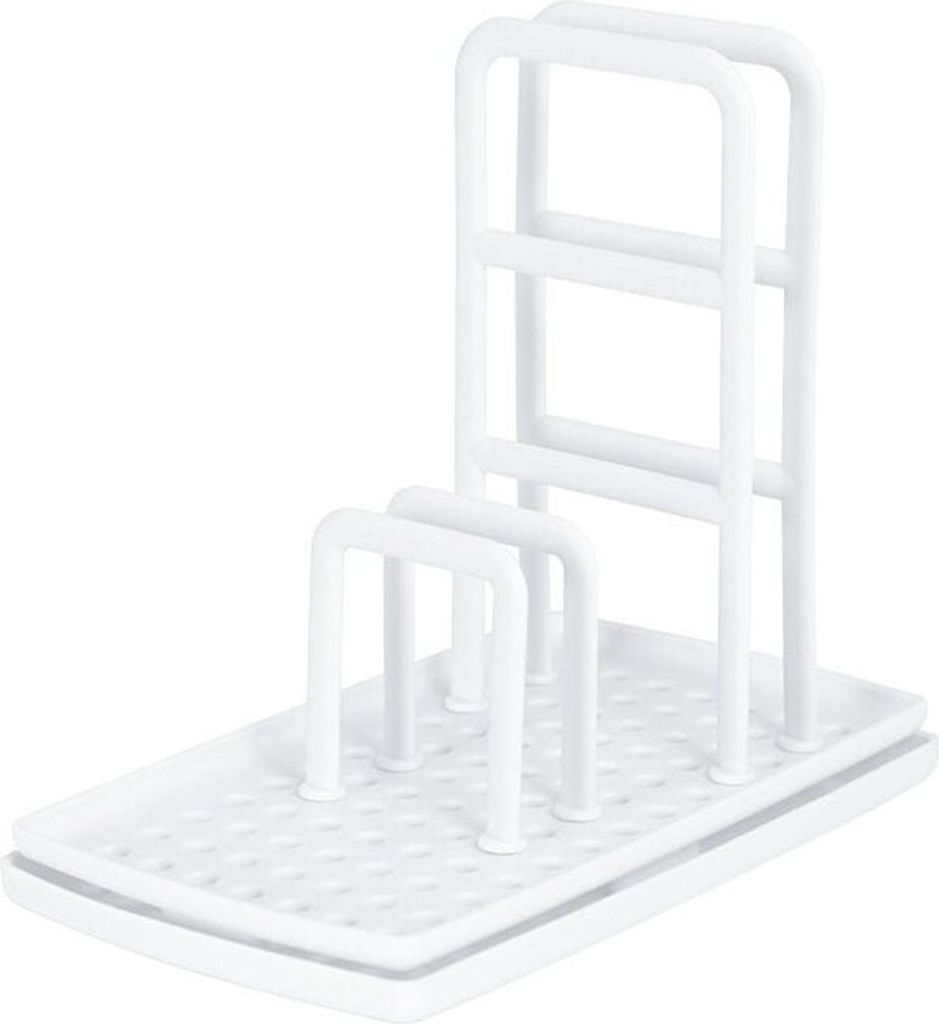 DIY-Spülbecken-Organizer, weiß, mit Abtropffläche, Schwammhalter, Geschirrtuchhalter und Aufbewahrungsregal aus PP-Kunststoff