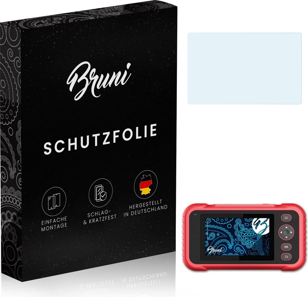 Bruni Basics-Clear 2x Schutzfolie kompatibel mit Launch Creader CRP 129 EVO Folie