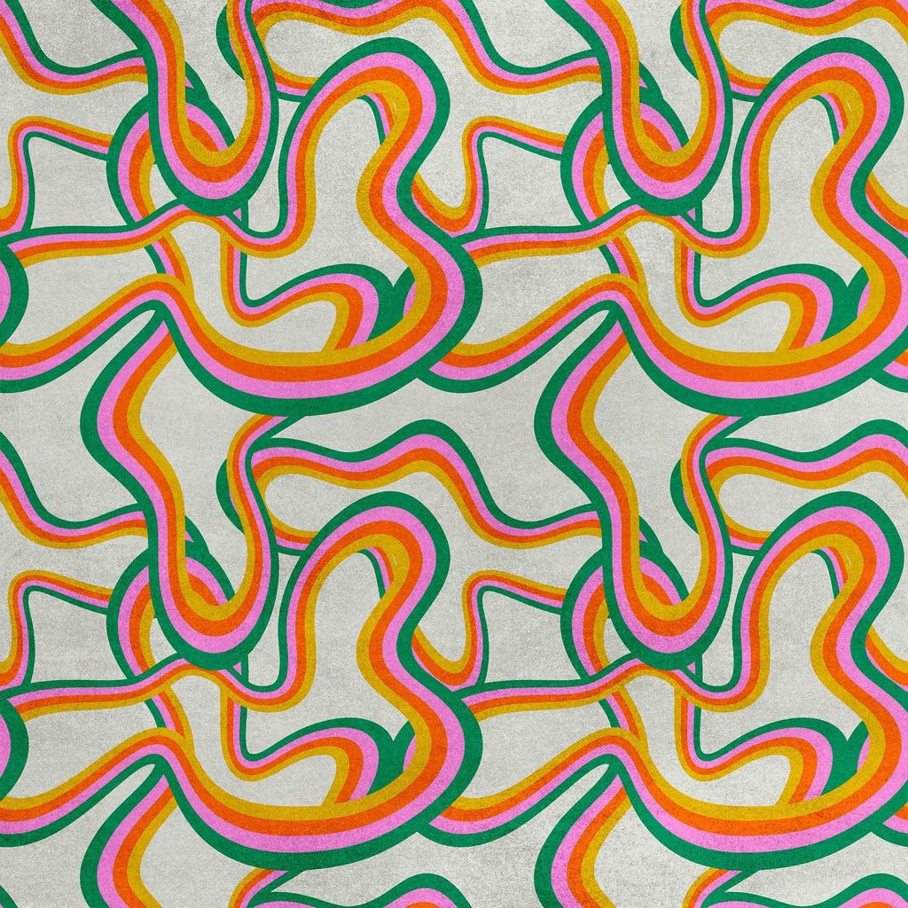Royal Samt Stoff Polyester Zum Nähen - Motiv bunte Wellenlinie