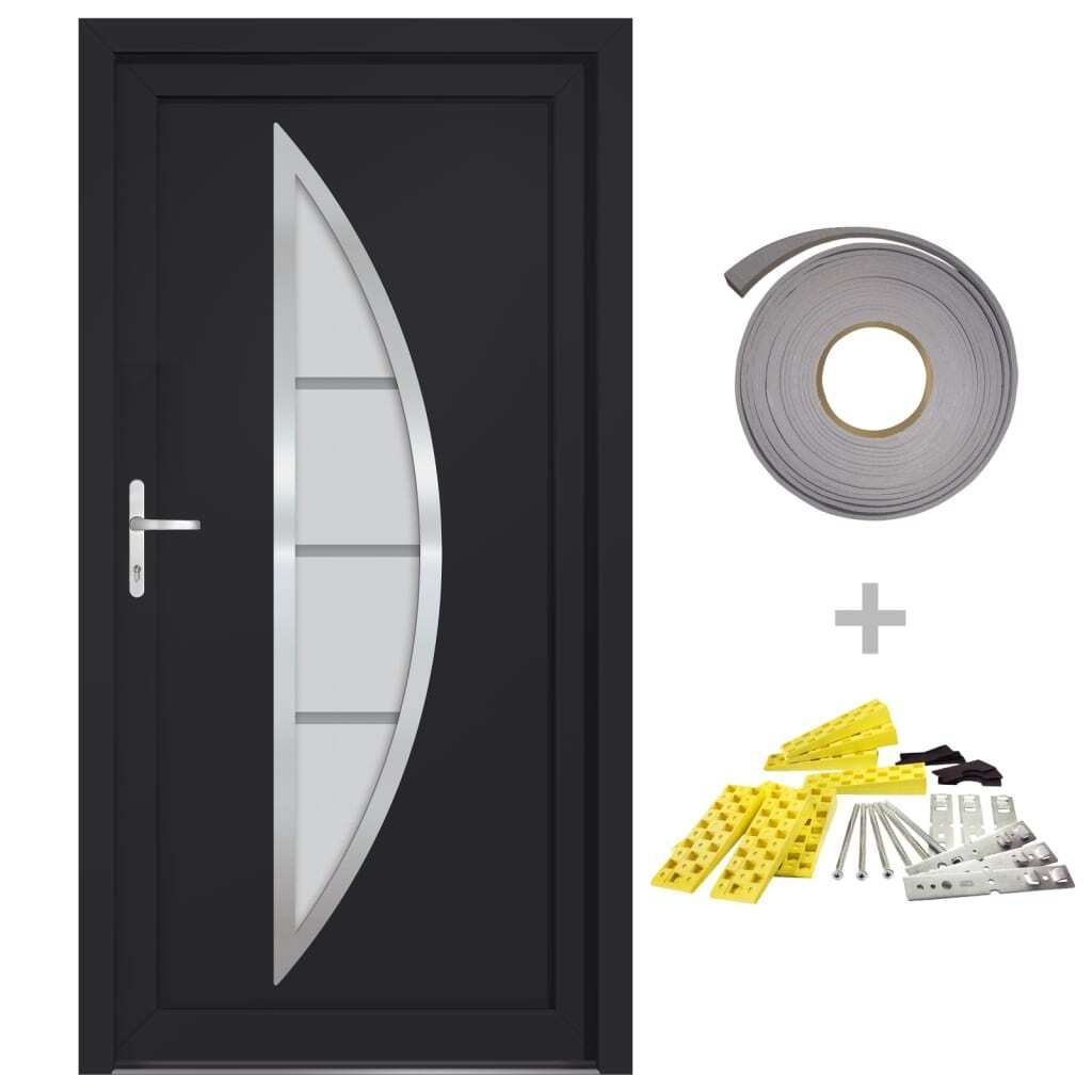 vidaXL Haustür Anthrazit 98x208 cm PVC