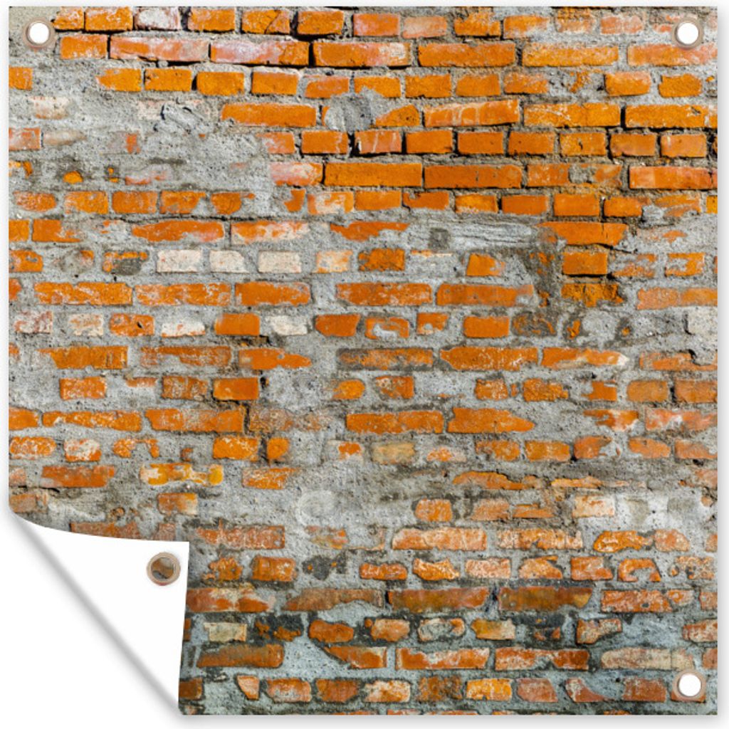 MuchoWow 50x50 cm Outdoor-Poster Gartendeko Sichtschutz Garten Poster für den Garten Mauer - Stein - Ziegel