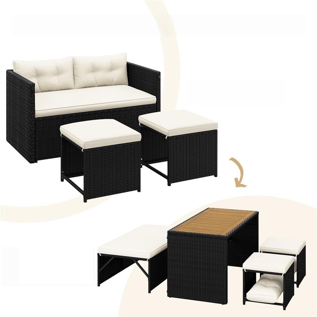 Yaheetech 2-in-1 Gartenmöbel Set aus Polyrattan, inkl. Sofa Produktbild 