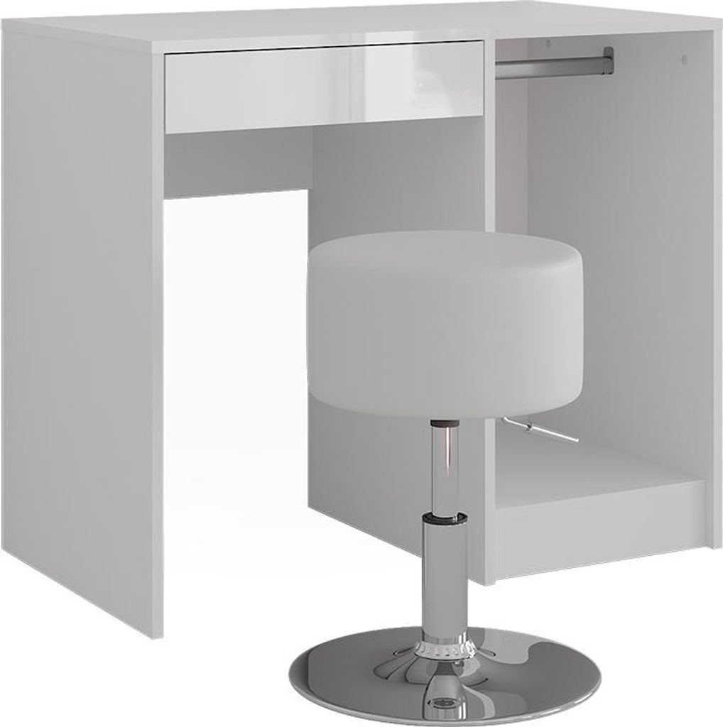 Schminktisch Vicco Sherry Weiß/Weiß Hochglanz 89.8 cm mit Hocker, Model 57688