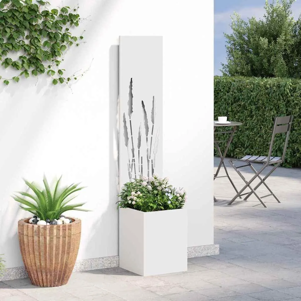 vidaXL Pannello Privacy Giardino Bianco 32x140 cm - Acciaio Robusto - 4