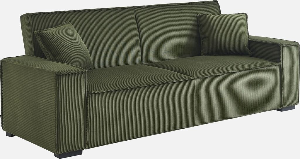 sweeek - 3-Sitzer-Sofa mit Schlaffunktion und Cordbezug - Khaki