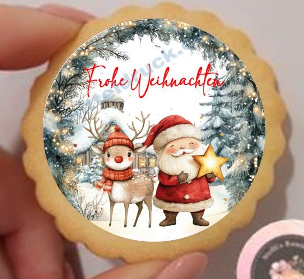 Weihnachten Wunderland Aufleger klein 1 Seite A4 für Lebkuchen, Cupcakes, Kekse, Kuchen in verschiedenen Durchmessern Oblatenpapier 0,6 Wafer Pap...