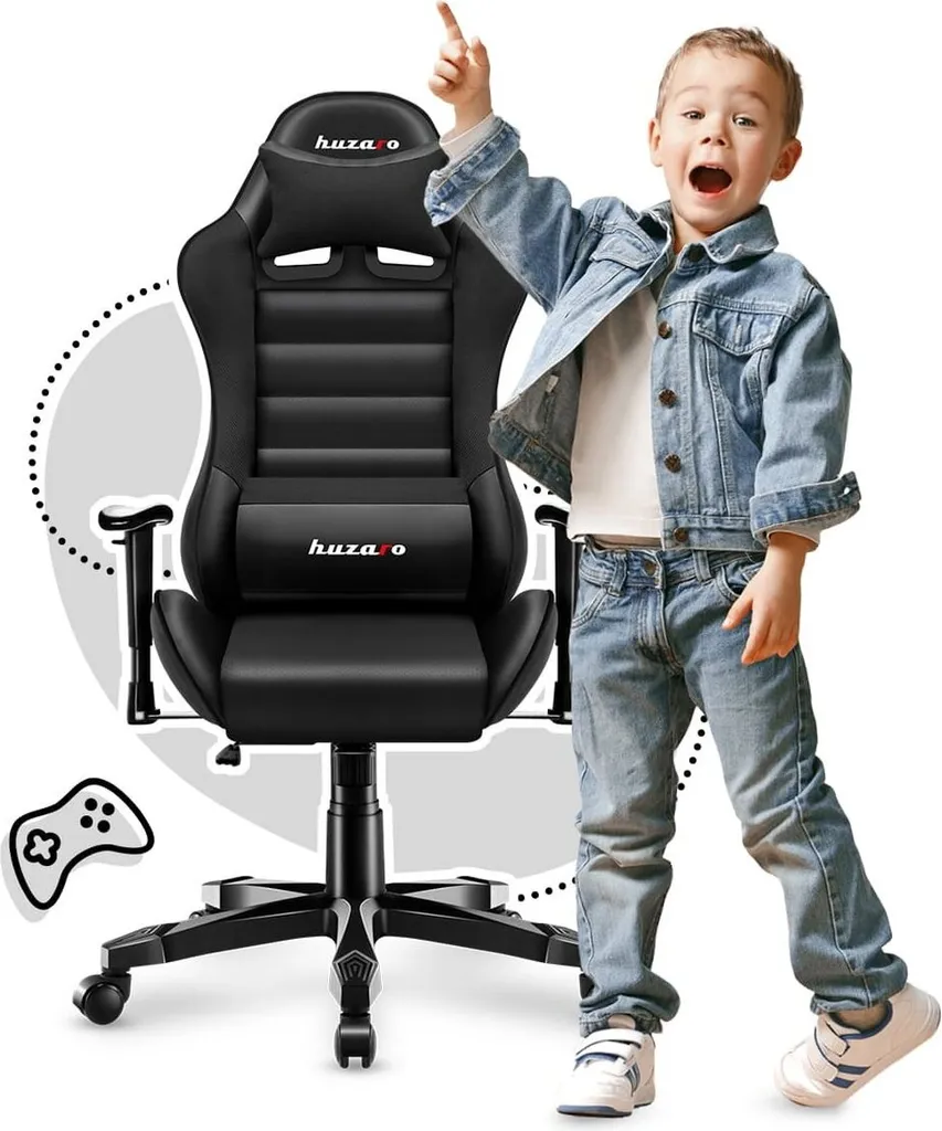 Huzaro HZ-Ranger 6.0 Chaise de jeu noire pour enfants avec ergonomie