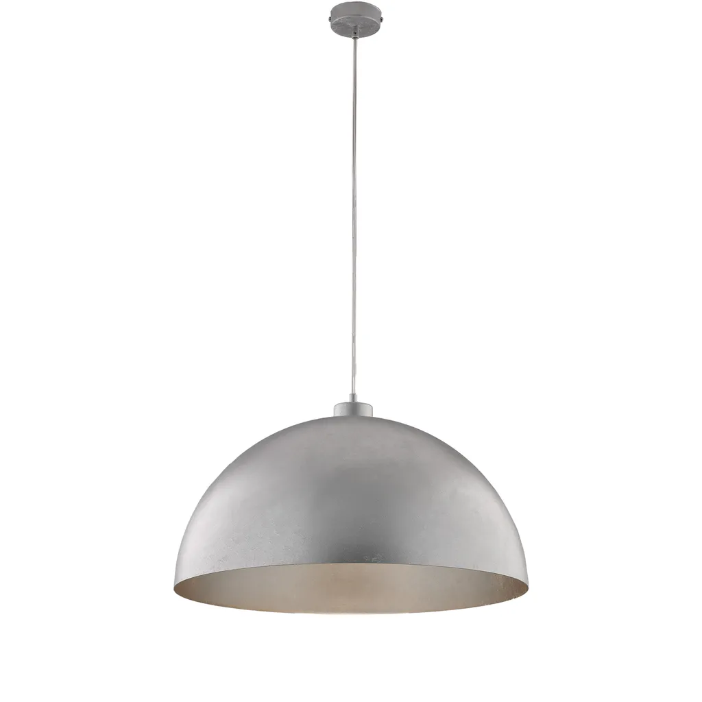 Lustre industriel Marcus 50cm, suspension argent antique pour salon