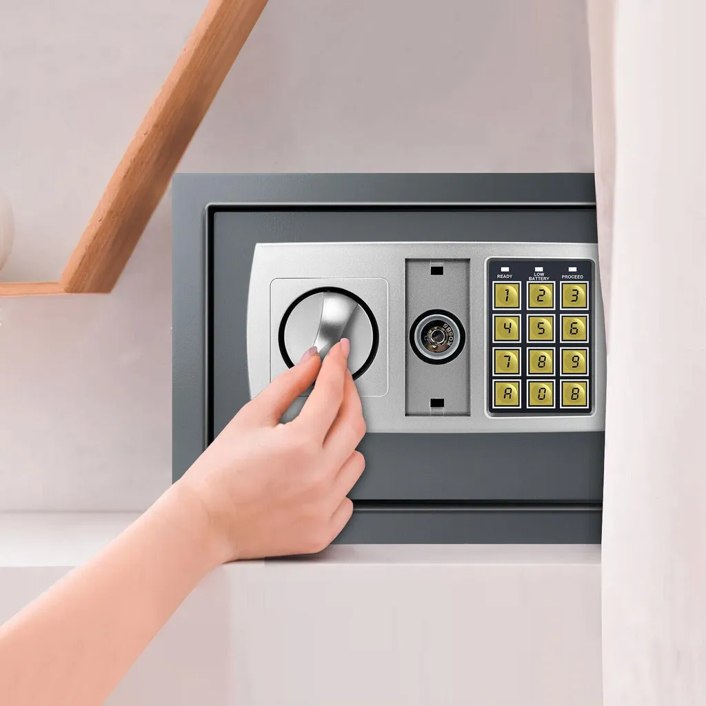 Mini-coffre-fort électronique 8,5L avec serrure à code et 2 clés - 9
