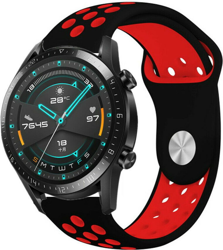 Strap-it Huawei Watch GT 2 Sport Armband (Schwarz Rot)