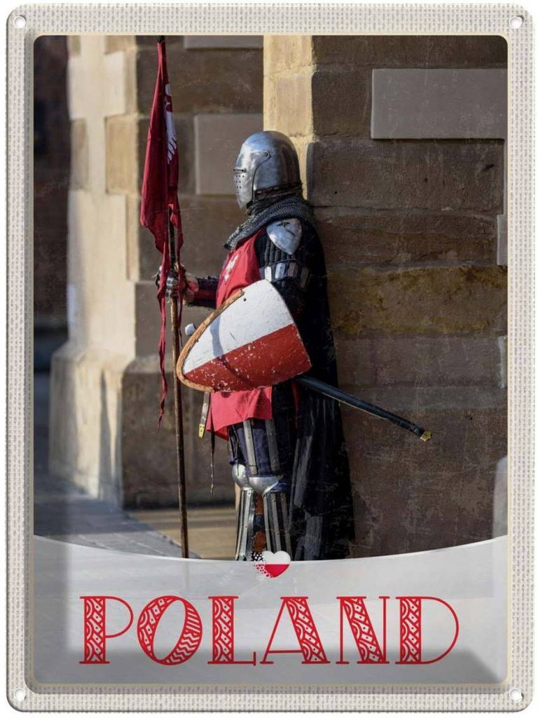 vianmo Blechschild 40x30 cm Polen Europa Ritter Schwert Flagge Bildmotiv Reisemotiv Abenteuer Reisen Urlaub