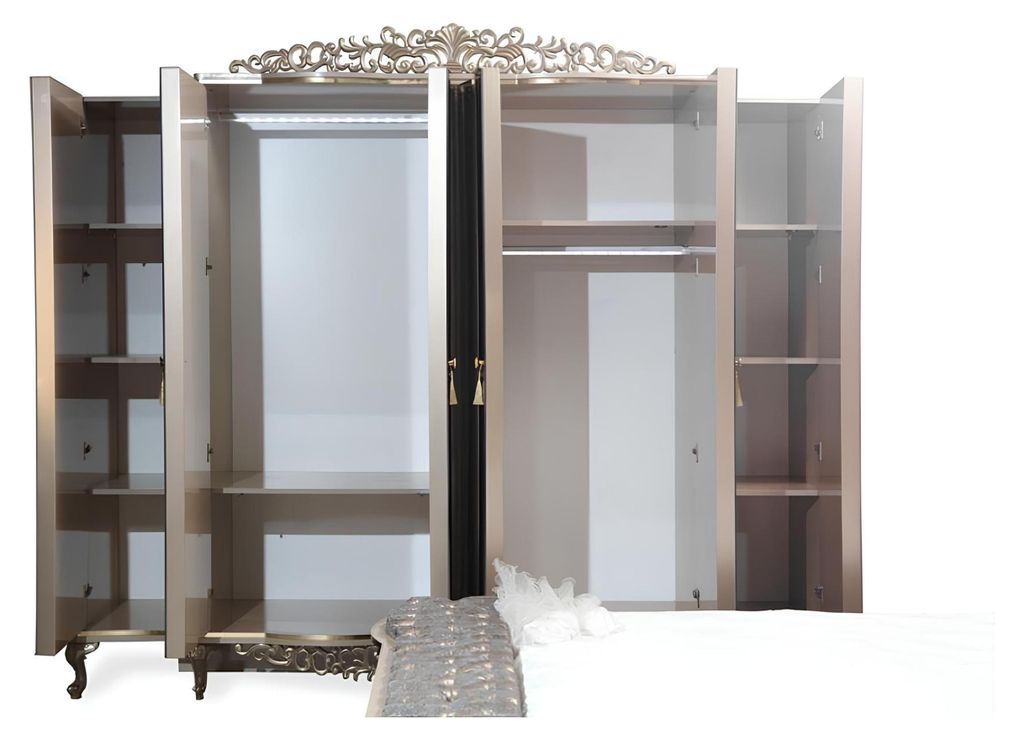 Luxus Garnitur Schlafzimmer Doppel Bett Klassischе Beige Set 5tlg Neu