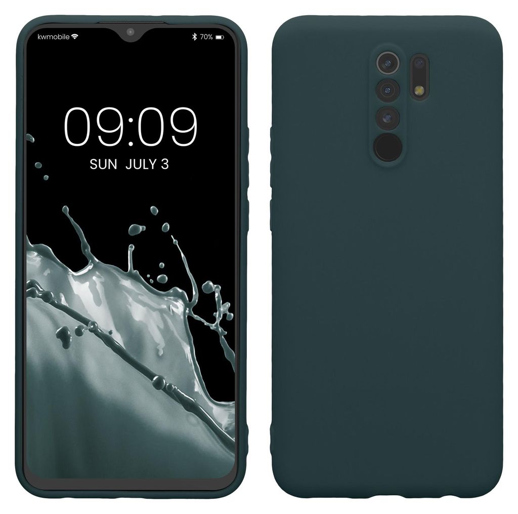 kwmobile Handyhülle für Xiaomi Redmi 9 Hülle - weiches Handy Silikon Case - Schutzhülle Cover - Dunkler Schiefer