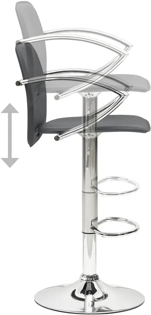 Tabouret de Bar Pivotant en Simili Cuir Gris avec Dossier Ergonomique - 3